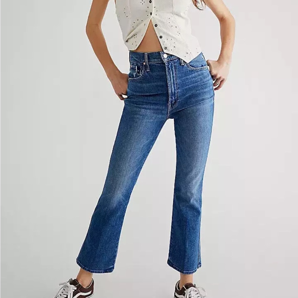 Mother Denim high waisted Smoking Double ankle in broken record